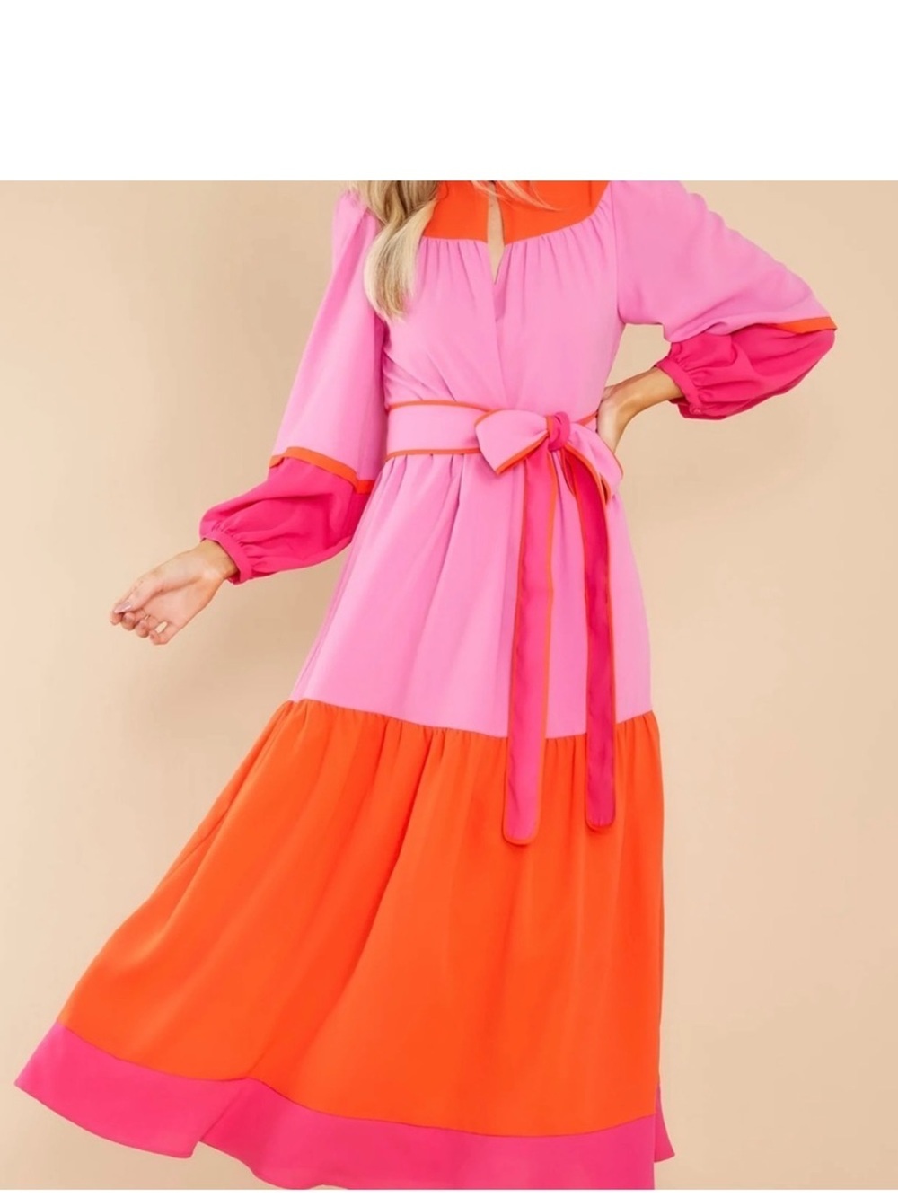 CROSBY By Mollie Burch Delphine Dress pink orange color block size XS